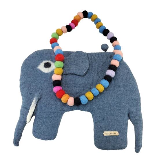 Handmade Handbags - En Gry and Sif Artisan Purse Wool Child's Hand Made Little Girls Gray Elephant